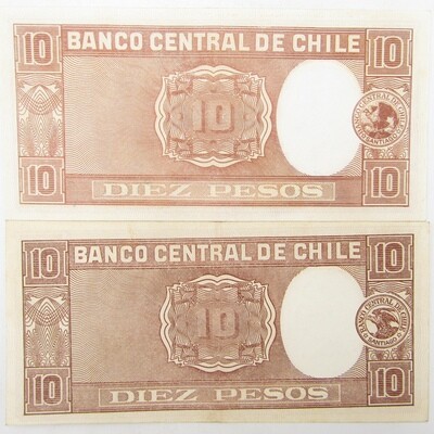 Chile 10 Pesos banknote (1 Condor) Maschke &amp; Herrera - 2 variations AU+ and UNC
