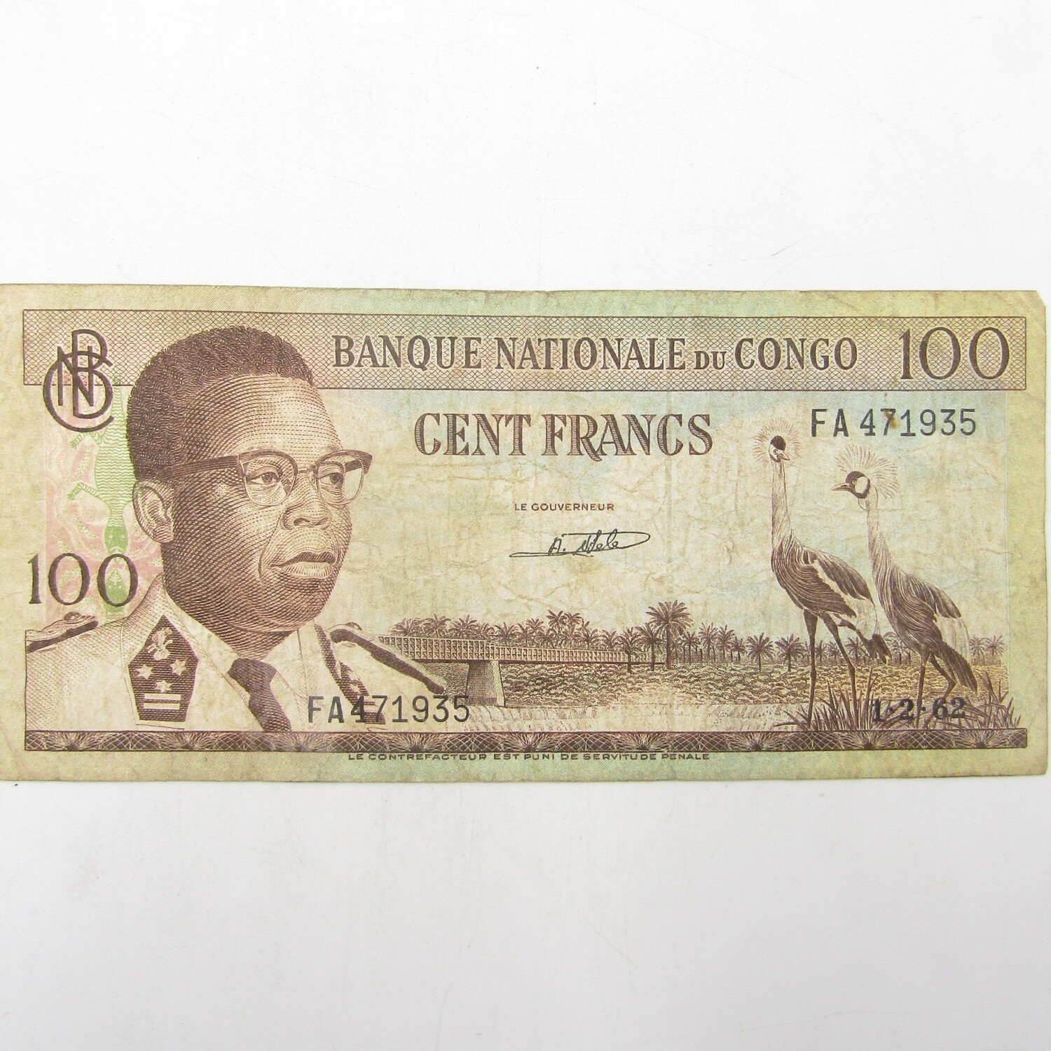 Congo 100 Francs 1 Feb 1962 banknote