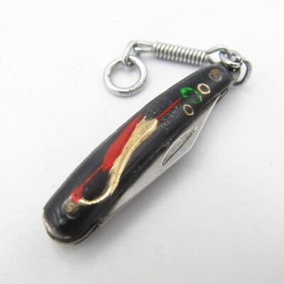 Vintage miniature keychain pocket knife with bird design - 3 cm long