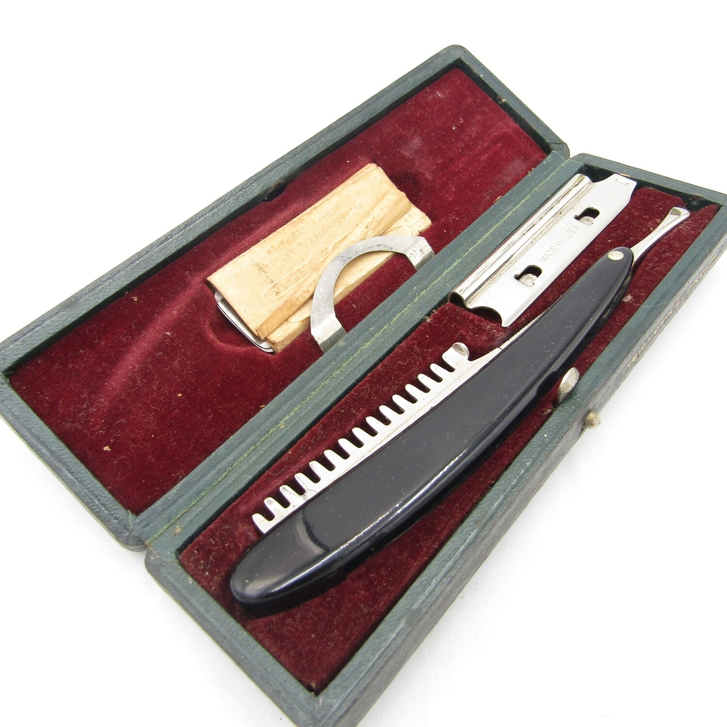 Vintage Durham Duplex cut throat straight razor in case