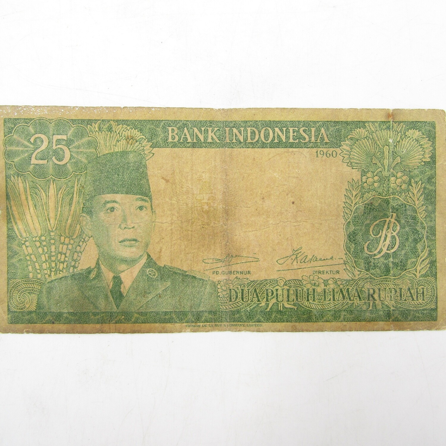 Indonesia 25 Rupiah banknote well used 1960