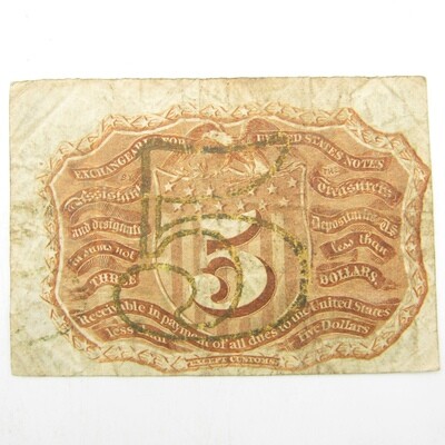 US postal currency note 1863 - 5 cents banknote