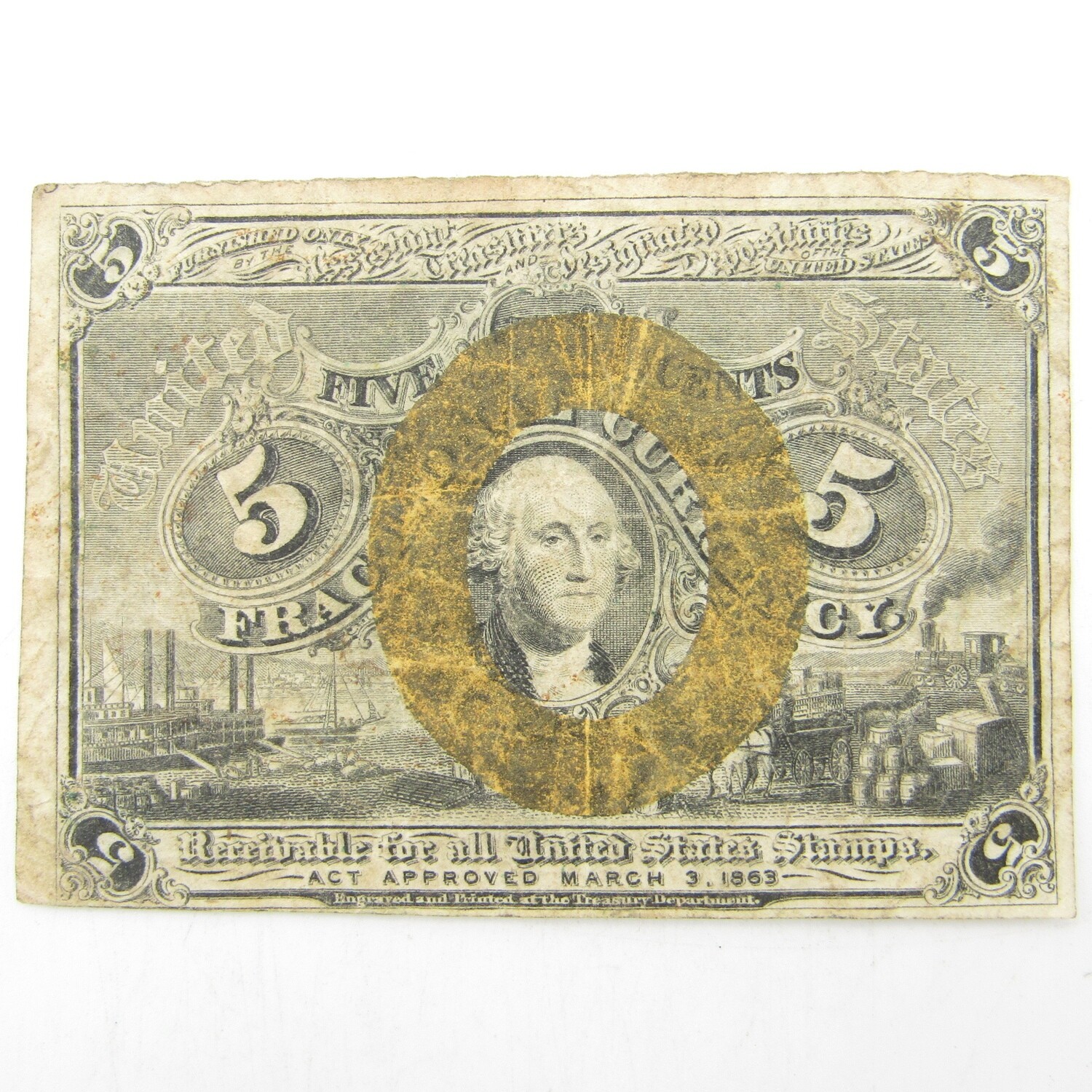 US postal currency note 1863 - 5 cents banknote