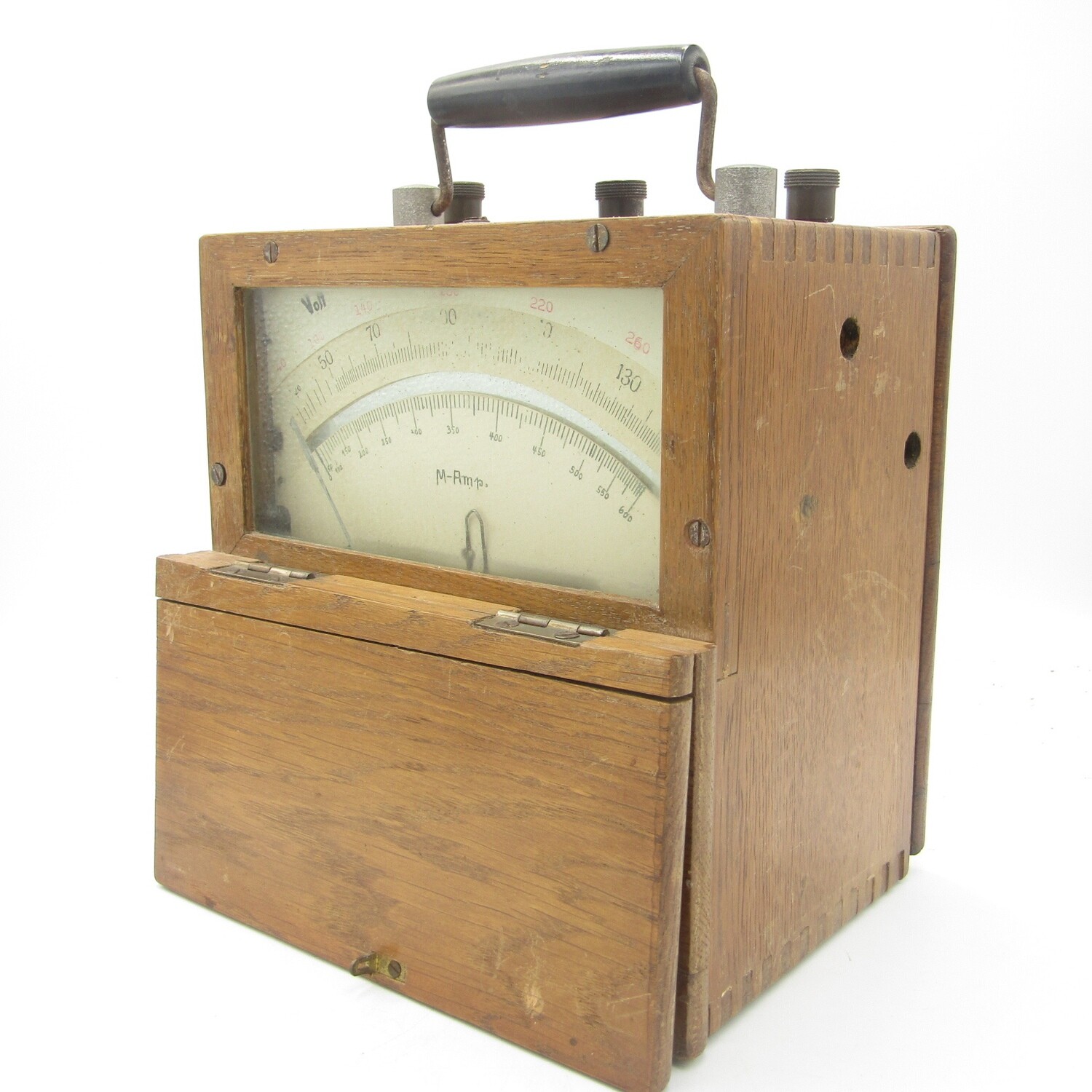 Vintage Analog Amp meter in wooden box