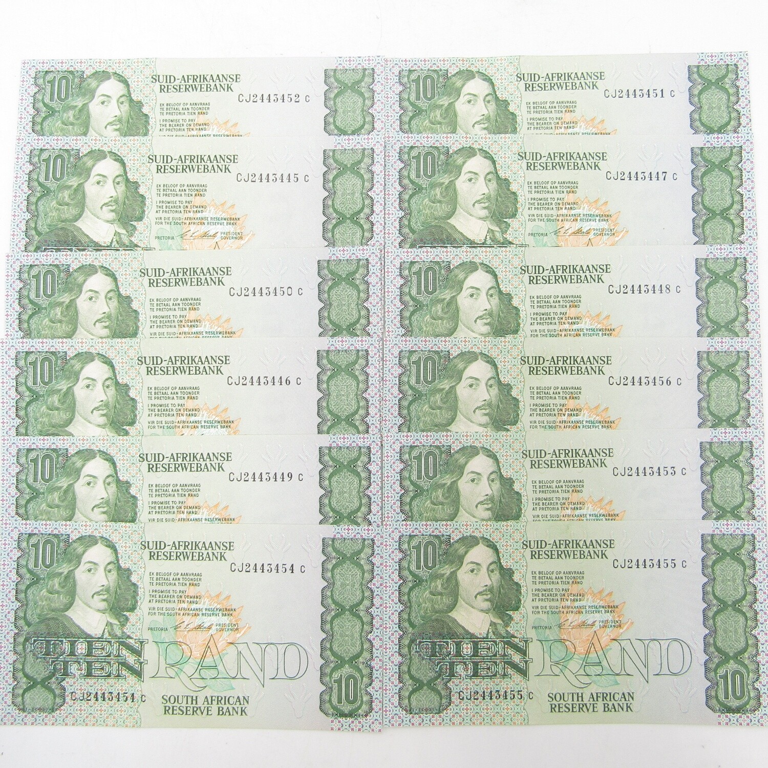 CL Stals first Issue lot of 12 x R10 notes in sequence