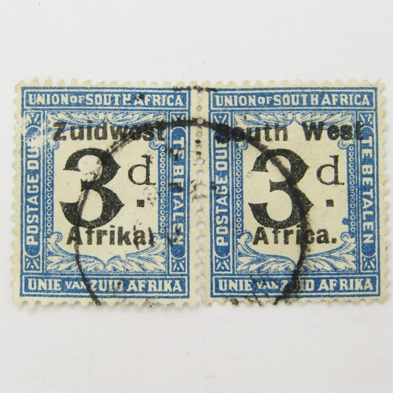 South West Africa Postage due 3d used pair SACC 26 ( 1924-1926)