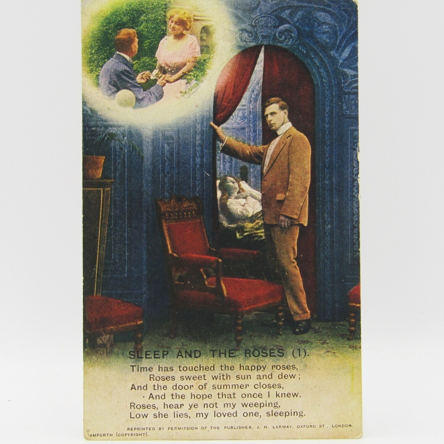 Vintage memorial postcard colorized "Songs" Series 5106/1