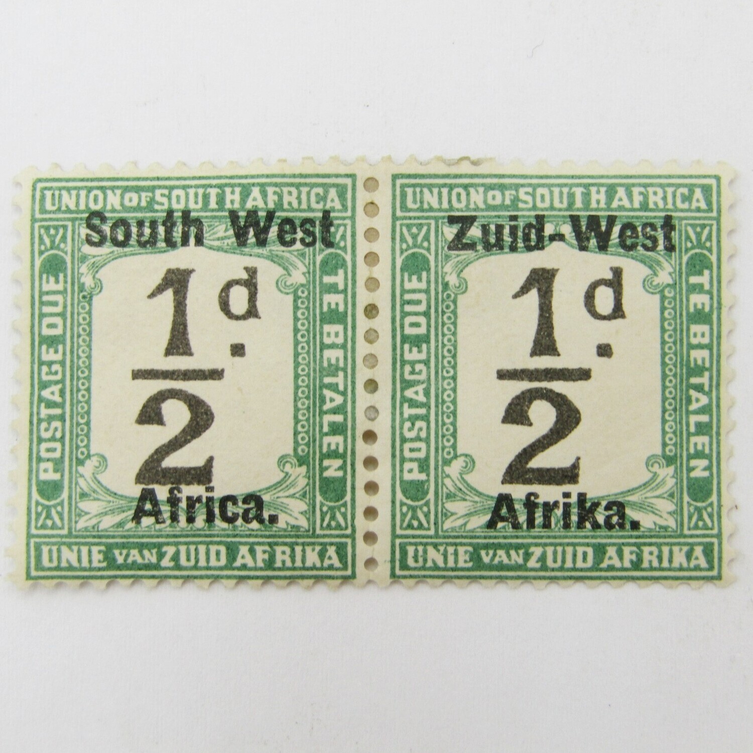 South West Africa Postage due 1/2d - Pair mint hinged SACC 1