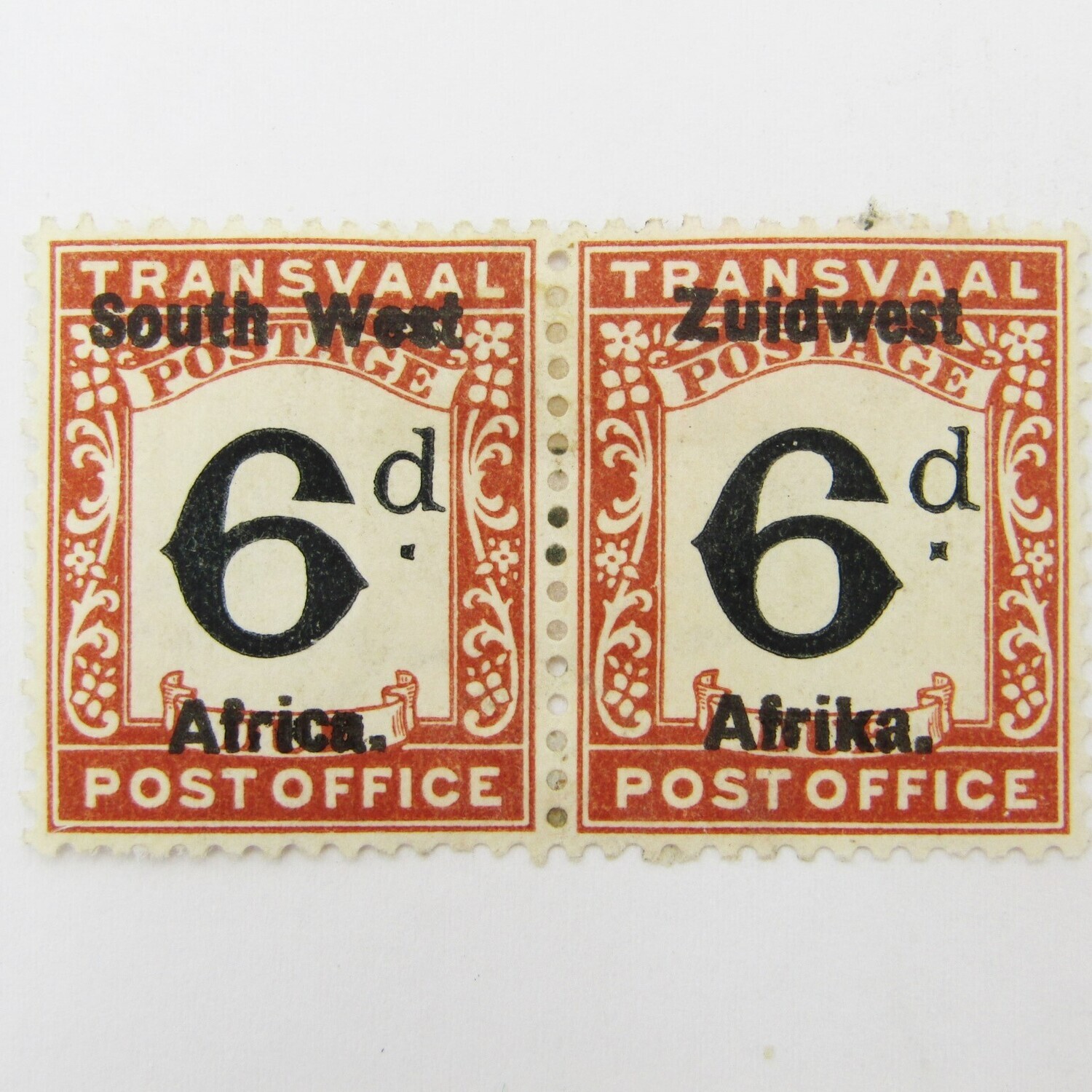 South West Africa Postage due 6d pair SACC 16 mint hinged