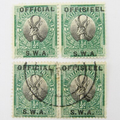 South West Africa official 1/2d pairs used and mint