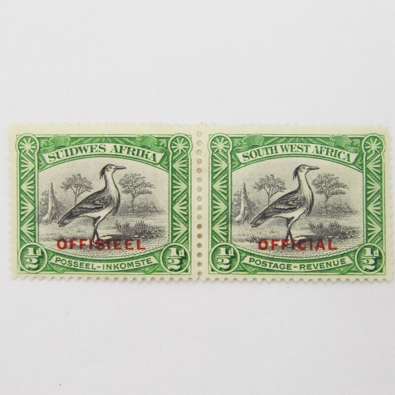 South West Africa official stamps pair SACC 13 mint hinged