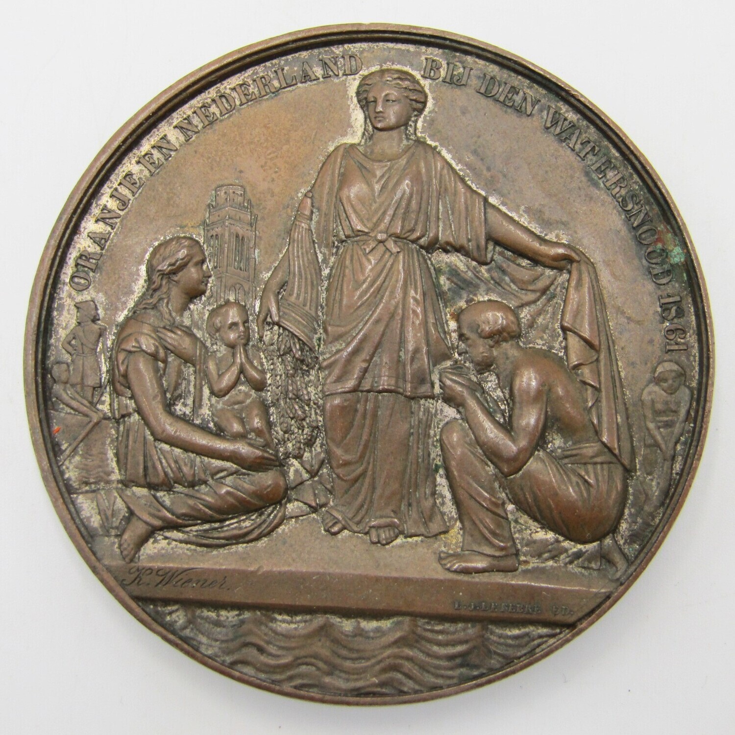 Helde aan Koning Willem 3 bij de watersnood in de Bommelerwaard, 1861 medallion