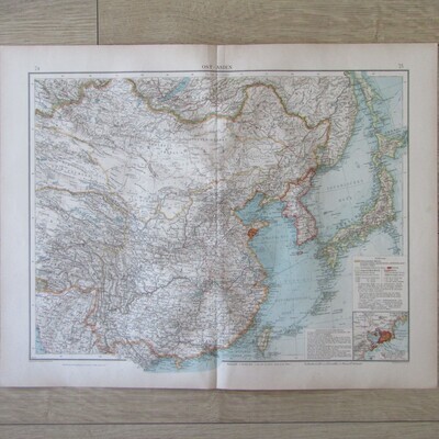 1901 Map of East Asia on A2 - 1 : 10 000 000 scale