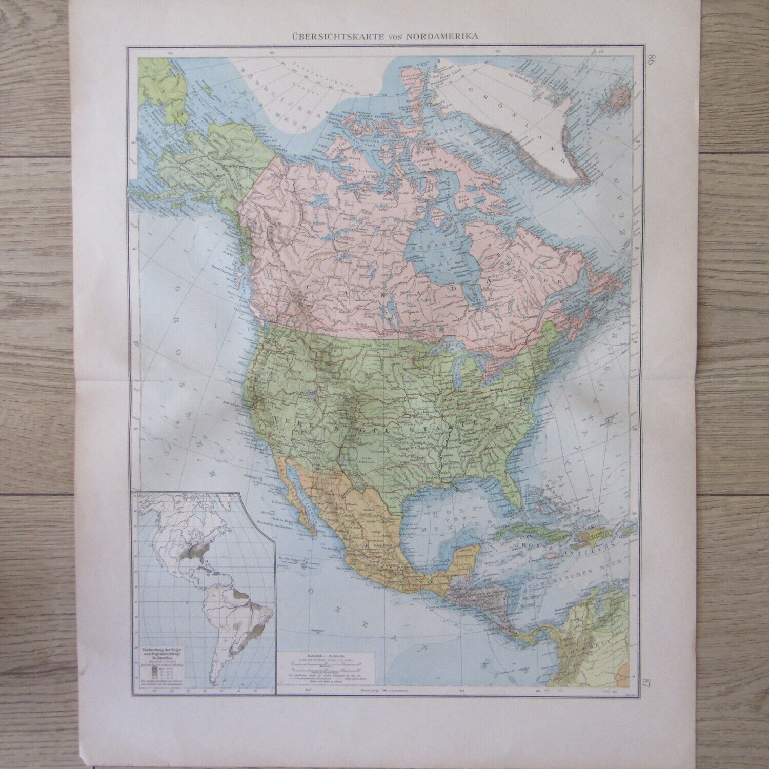 1901 Map of North America 1 : 20 000 000 scale - A2