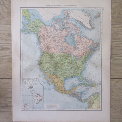 1901 Map of North America 1 : 20 000 000 scale - A2