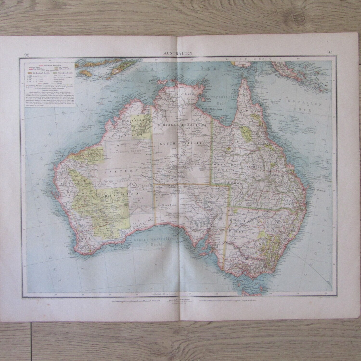 1901 Map of Australia on A2 - 1 : 10 000 000 scale
