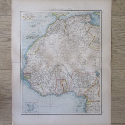 1901 Map of North Western Africa on A2 - Scale 1 : 10 000 000