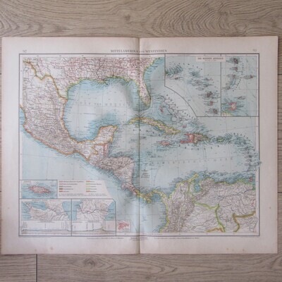1901 Map of Middle America &amp; the West Indian Islands - A2