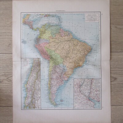 1901 Map of South America - A2 Scaled 1 : 20 000 000