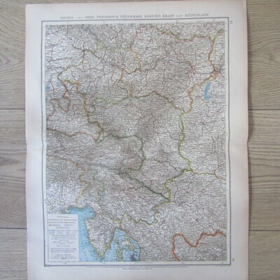 1901 Map of Austria &amp; central Europe on A2 - scaled 1 : 1 000 000