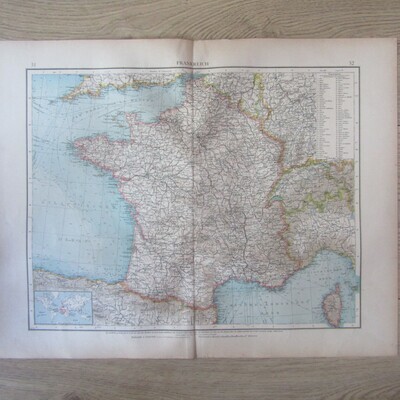 1901 Map of France on A2 - Scaled 1 : 3 000 000