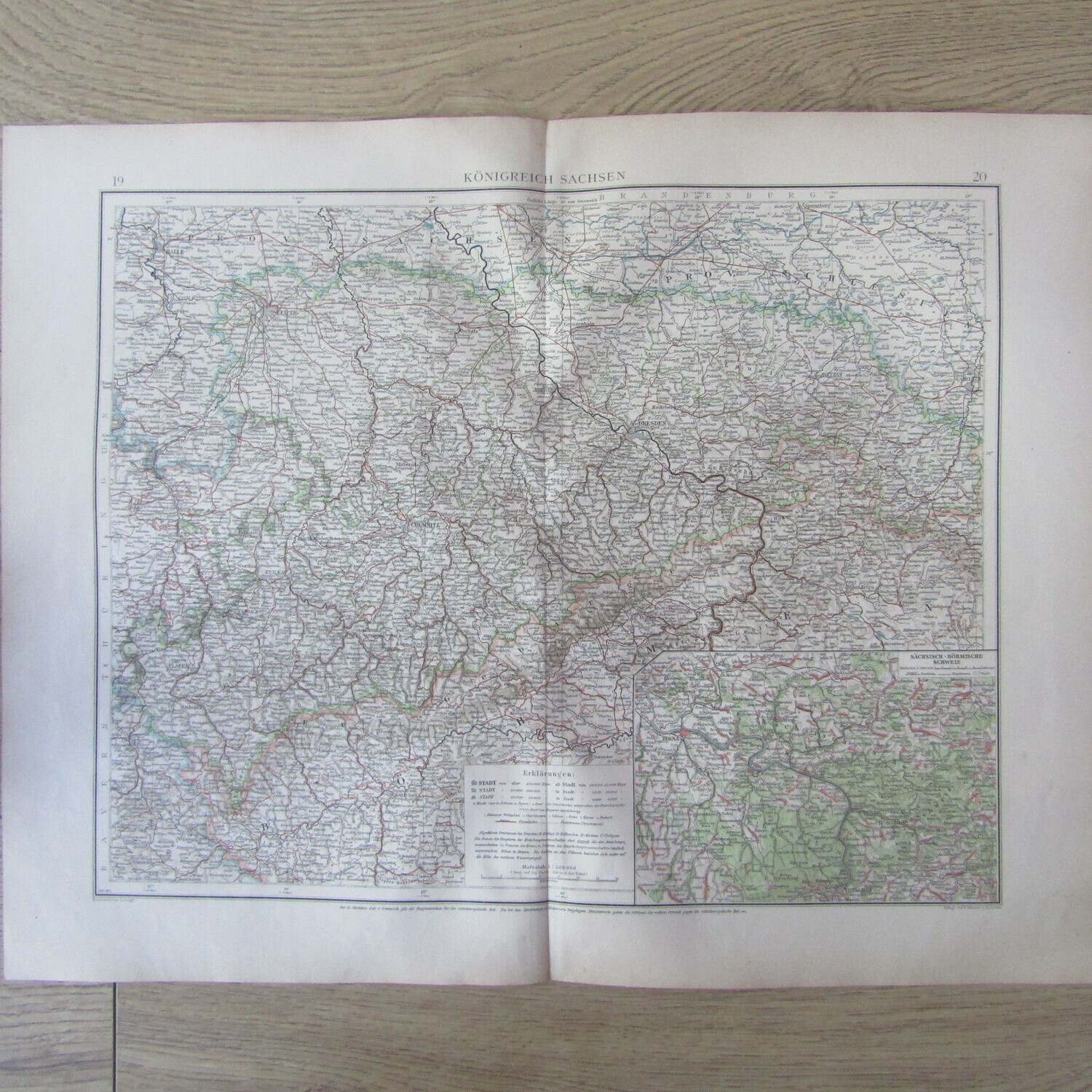 1901 Map of Sachsen Kingdom - on A2 - Scaled 1 : 500 000
