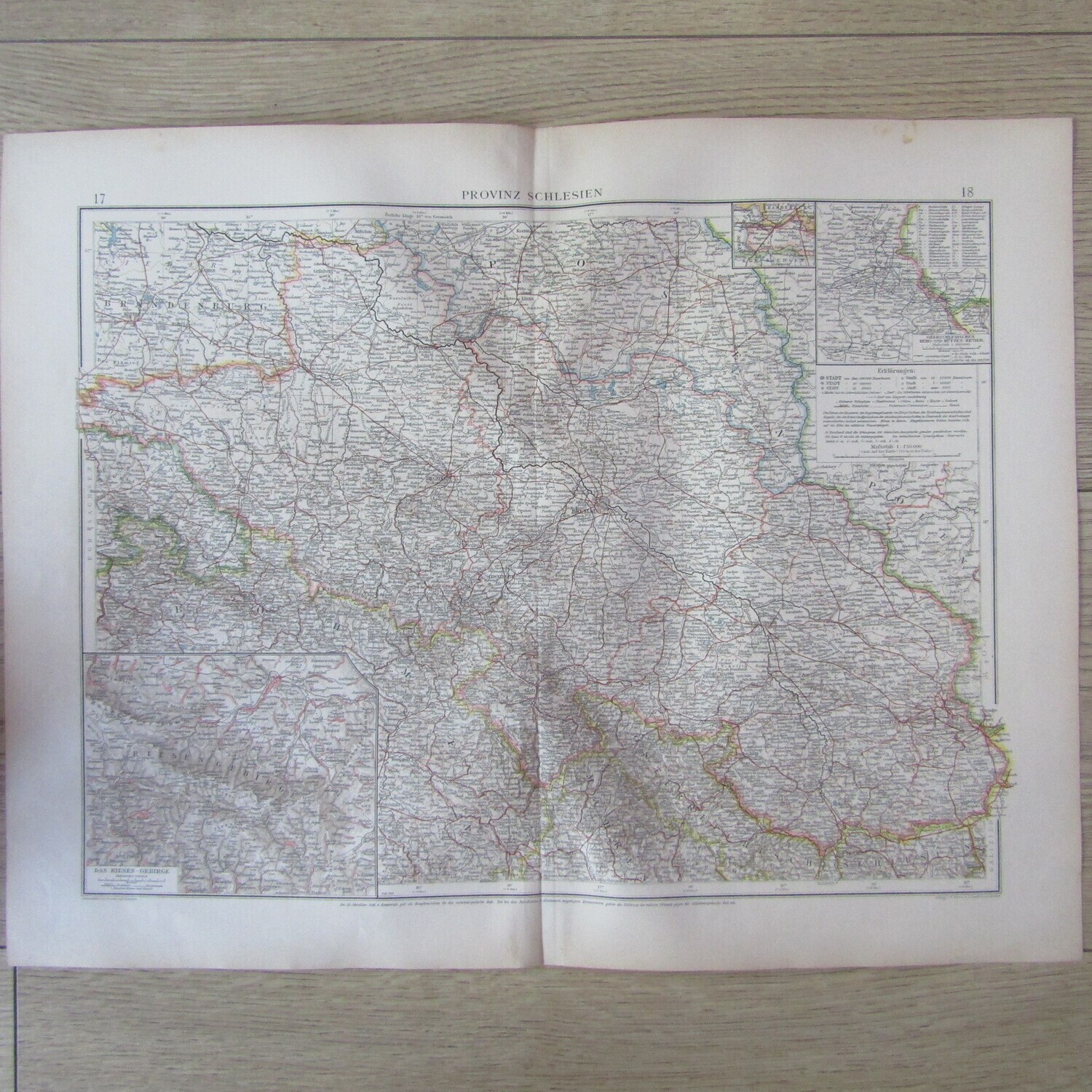 1901 Map of province Schlesien on A2 - Scaled 1 : 750 000