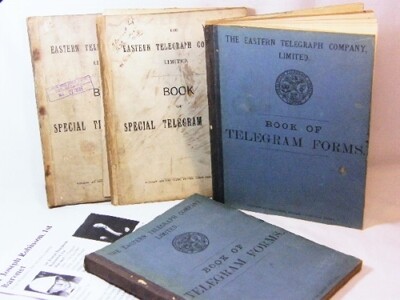 Set of 4 Pre Boer war telegram book counterfoils sent by Sir Joseph Robinson to various people