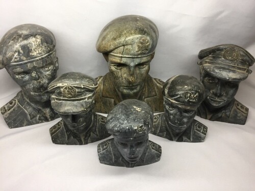 Very Unique set of 6 Rhodesian Officer busts carved from soapstone