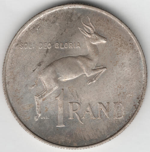 1966 RSA silver R1 - very special variation on R1 - springbok with 3 ears and metal flaw