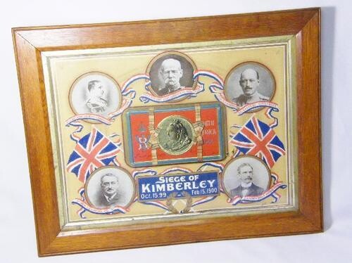 Boer War Siege of Kimberley framed plaque with original christmas tin ( still sealed )