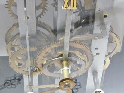 Antique French Morbier clock with modern perspex case - movement from 19th century with pendulum and weights