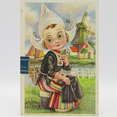 Vintage Dutch postcard with moveable eyes