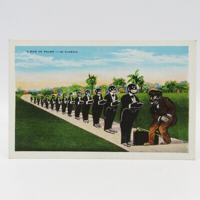 A row of palms - Funny and racist postcard