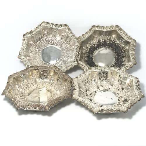 Lot of 4 Hallmarked Silver Sweets Bowls - weighs 130.4 g