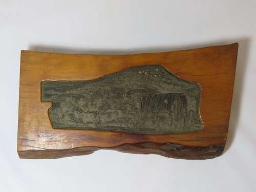 1938 Voortrekker Litho plate mounted in wood -This was used for printings in the Cape Times