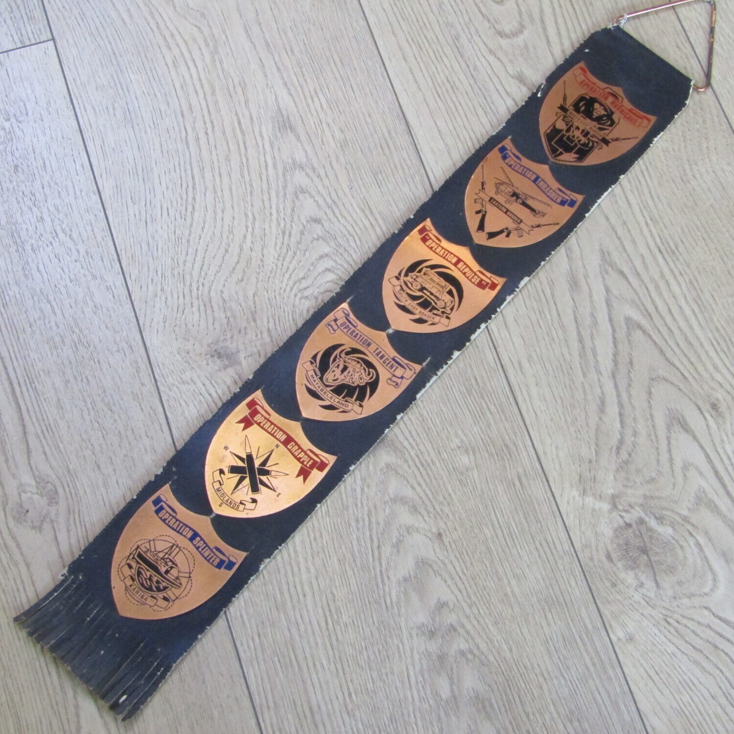 BSAP Operation plaques on leather strap - signed by group leader RDV Nothnagel