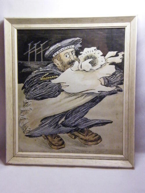 Original WW1 Advertisement for Jones Shag Tobacco -  Holding the baby - Artwork