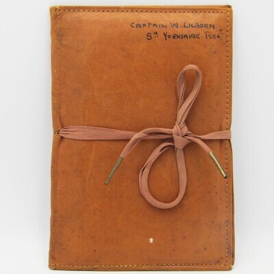WW1 Leather Stationery holder with antique Christmas cards that belonged to Captain W. Lilborn
