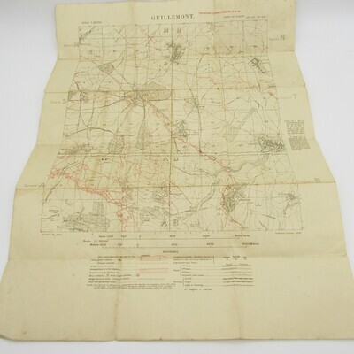 WW1 Trench Map of Guillemont 5/8/1916 - Just before the battle of early September 1916 which resulted in a British Victory - excellent condition