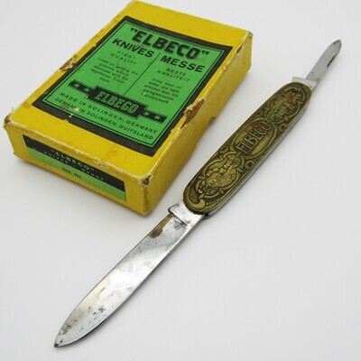 Vintage Elbeco brass pocket knife in box - 2 blades
