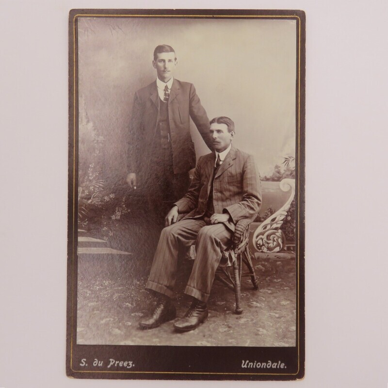 Rare photo of 2 brothers taken by photographer - S du Preez in Uniondale South Africa - Early 1900&#39;s