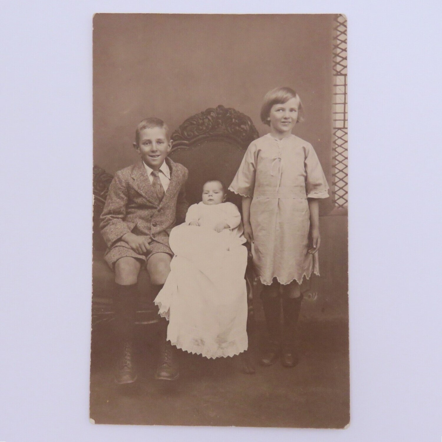 Vintage postcard 1930's of 3 children from the Barnardt family - probably Uniondale area