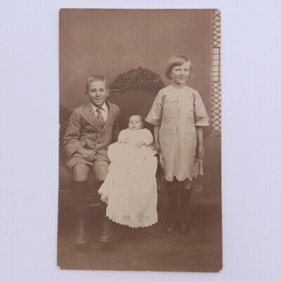 Vintage postcard 1930&#39;s of 3 children from the Barnardt family - probably Uniondale area