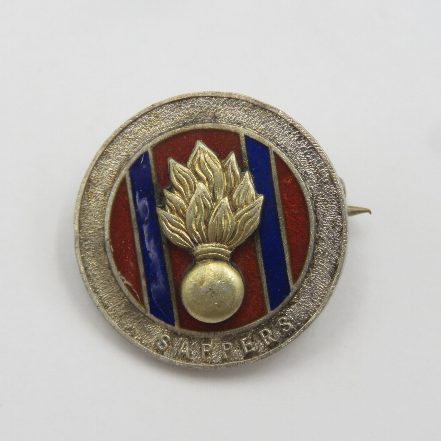 SA Engineers Corps (  SAPPERS) sterling silver lapel pin badge # 4792