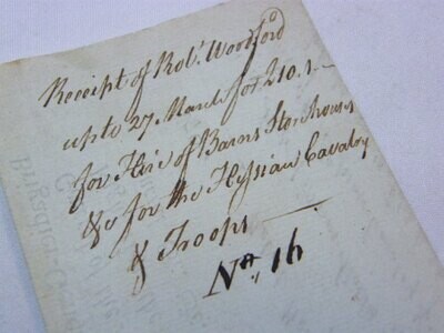 1794 Document acknowledging receipt of 10 pound one shilling for the rental of stables during French Revolution
