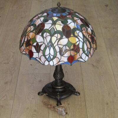 Beautiful Antique lamp with large lead glass shade