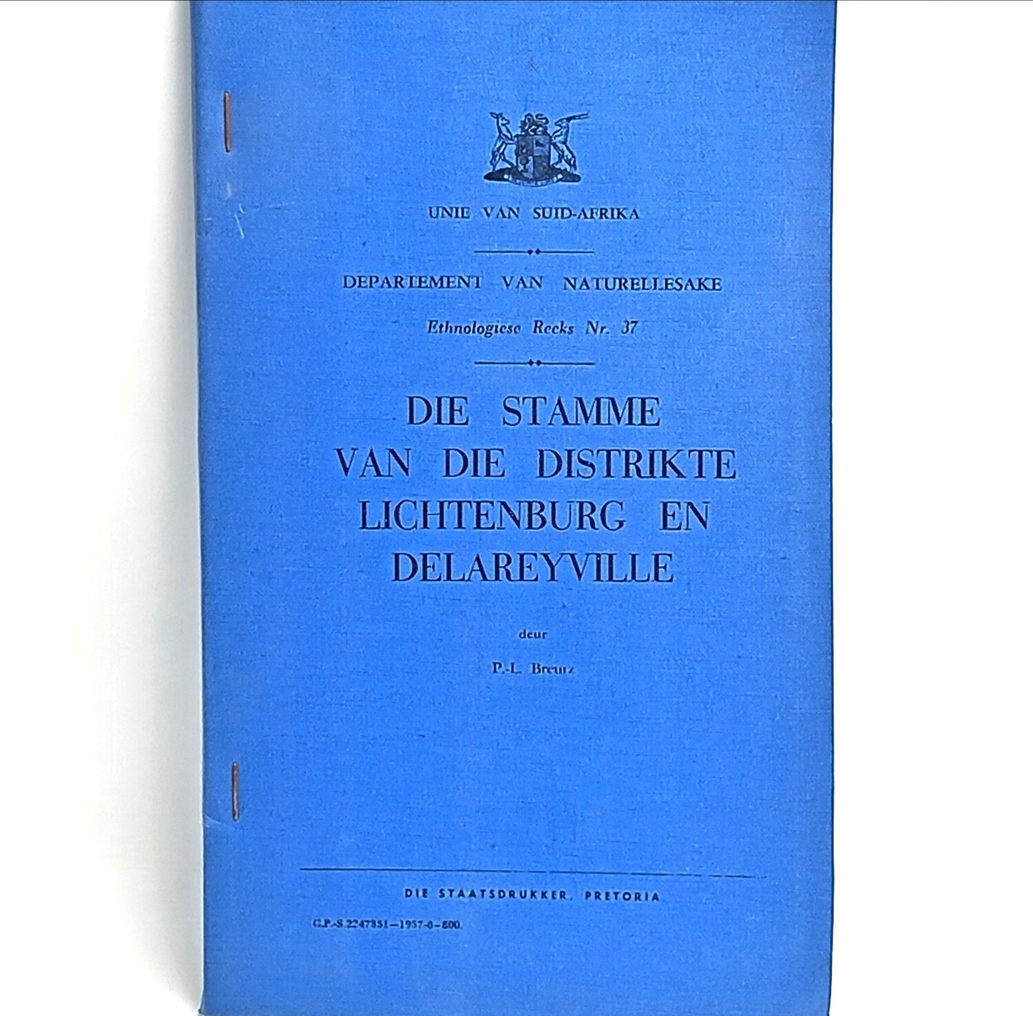 Unie van Suid Afrika Departement van Naturellesake Die stamme van die distrikte Lichtenburg en Delareyville 1957 met kaart