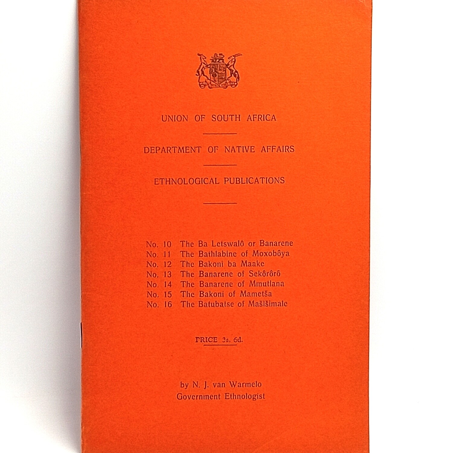 Union of South Africa Native Affairs Tribal info eg. Ba Letswalo, Bathlabine, Bakoni, Banarene, Batubatse tribes