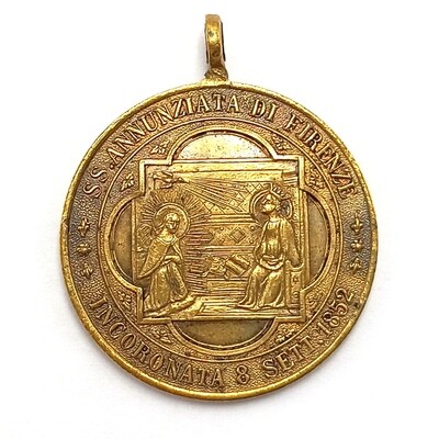 Antique 1897 S.S. Annunziata Firenze Italian religious medallion